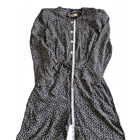 Molly Malloy Vintage Romper 80s 90s Floral Black White Jumpsuit - Picture 10 of 16
